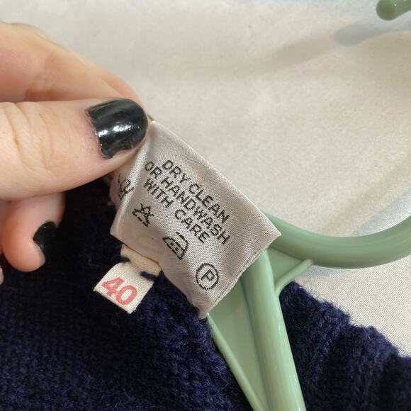 Vintage Jan Horrox Womens Blue Christmas Snowman Wool Button Up Cardigan Size 40 - Picture 6 of 11